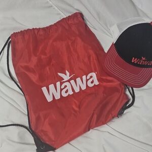 Wawa Red Drawstring Bag and Cap Set